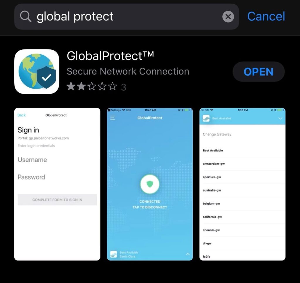 globalprotect vpn iphone app